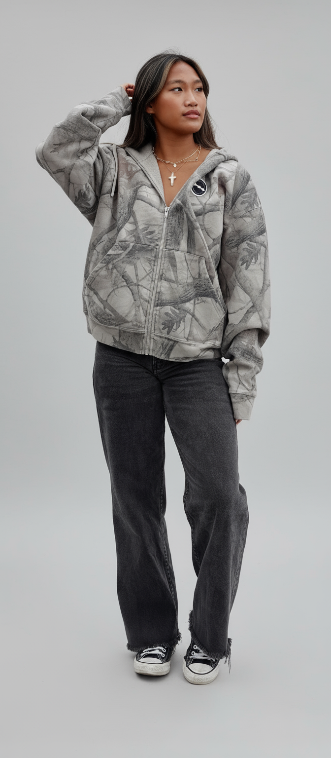 Camouflage cropped hoodie