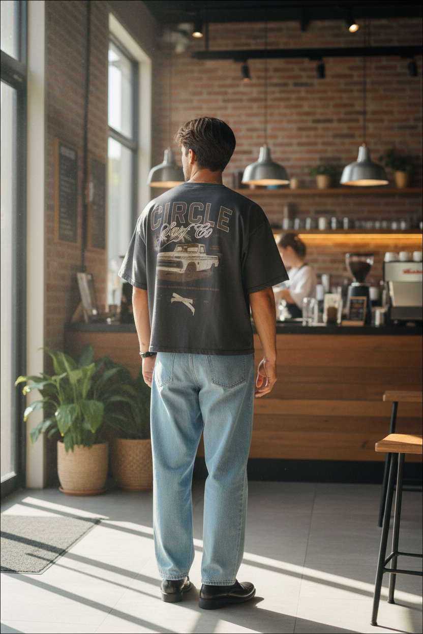 Cropped wash T-shirt